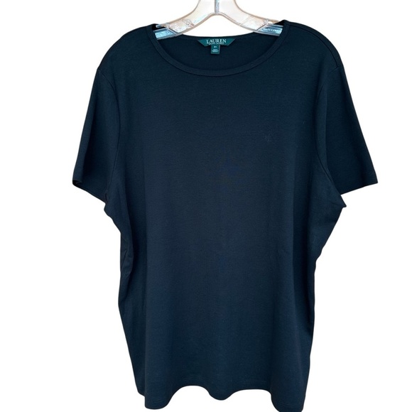 LAUREN Ralph Lauren Black 100% Cotton Short Sleeve Jersey Tee, 2X - Picture 1 of 7
